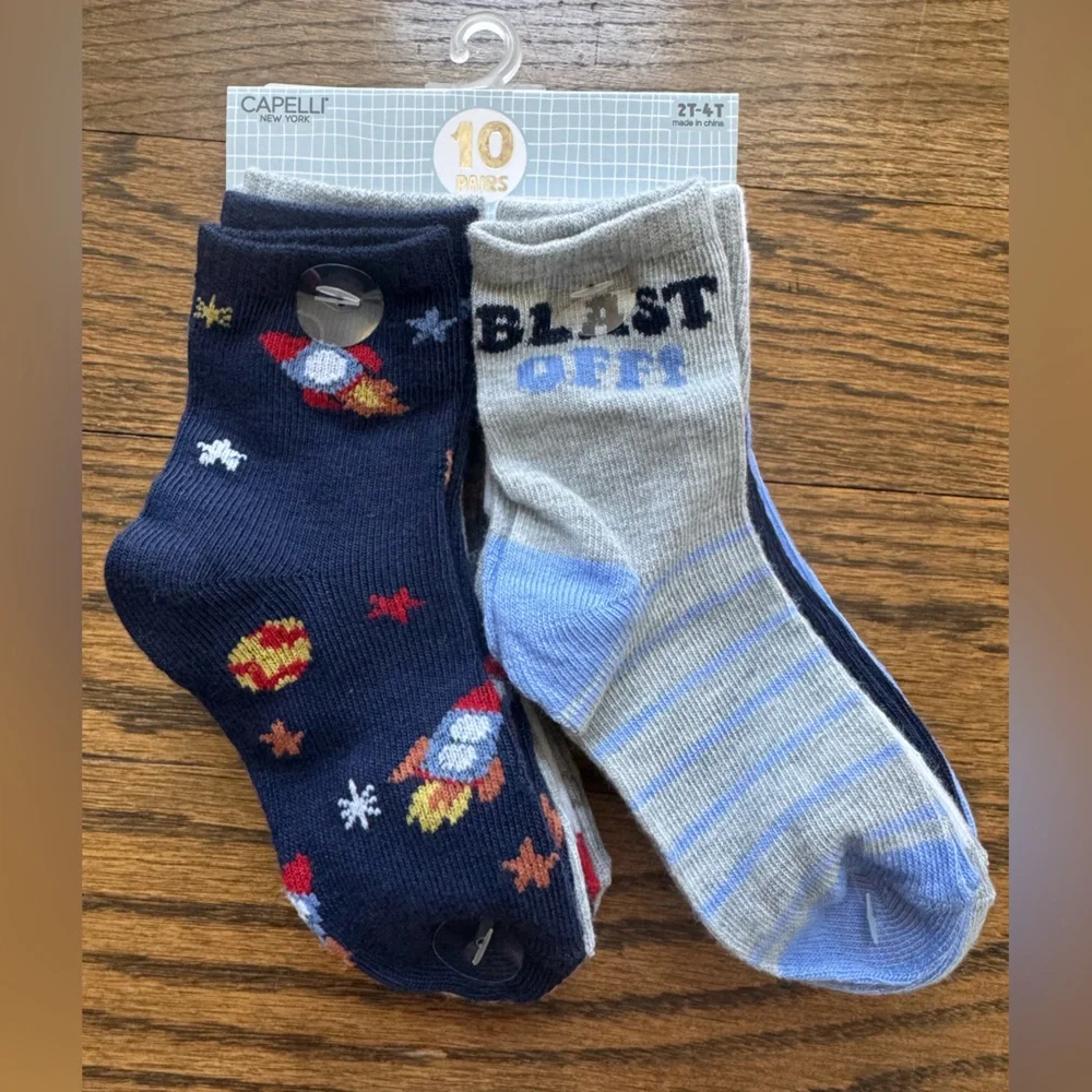 Capelli Kids 10 Pair Ankle Socks 2-4T NWT Novelty Bundle